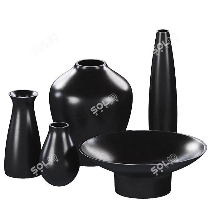 Decorative Vases Set with Vray Materials 3D model image 1