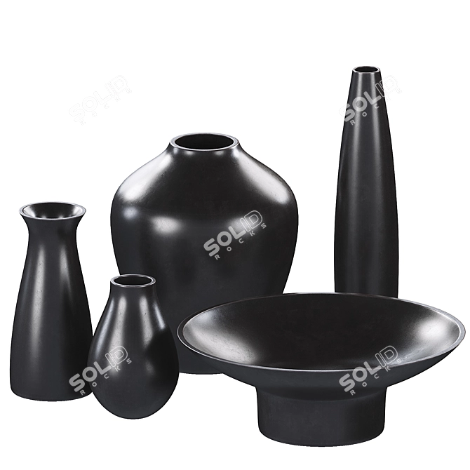 Decorative Vases Set with Vray Materials 3D model image 3