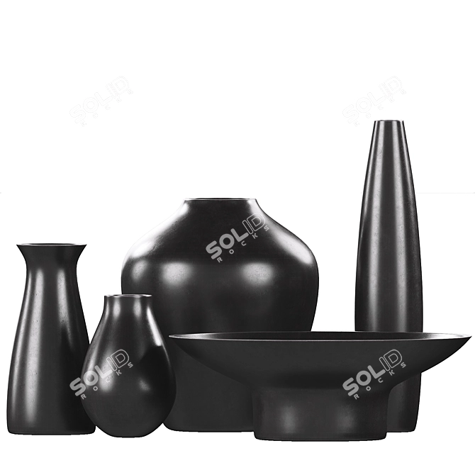 Decorative Vases Set with Vray Materials 3D model image 4
