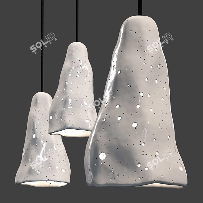Handcrafted Ceramic Meteor Lamp 3D model image 1
