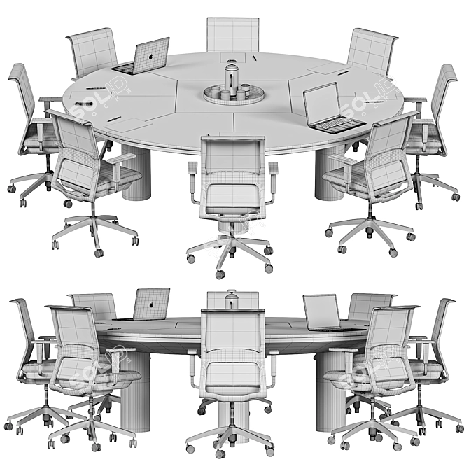  Sleek Modern Conference Table 3D model image 7