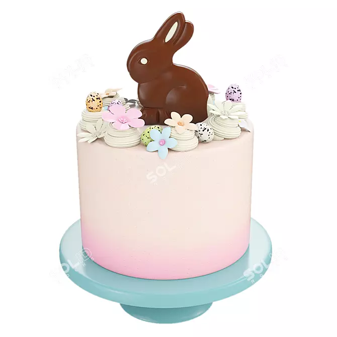 Easter Cake with Chocolate Bunny 3D model image 1