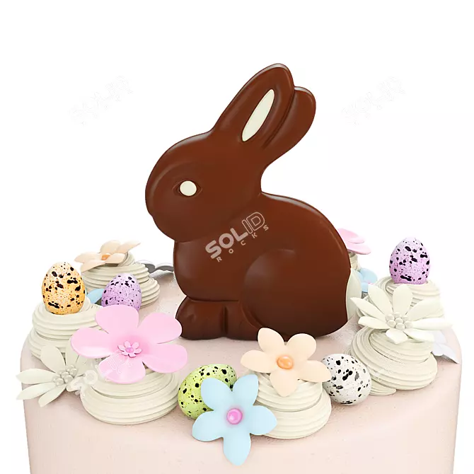 Easter Cake with Chocolate Bunny 3D model image 2