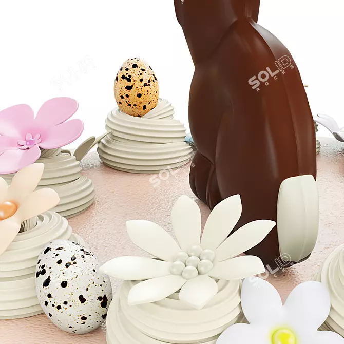 Easter Cake with Chocolate Bunny 3D model image 4