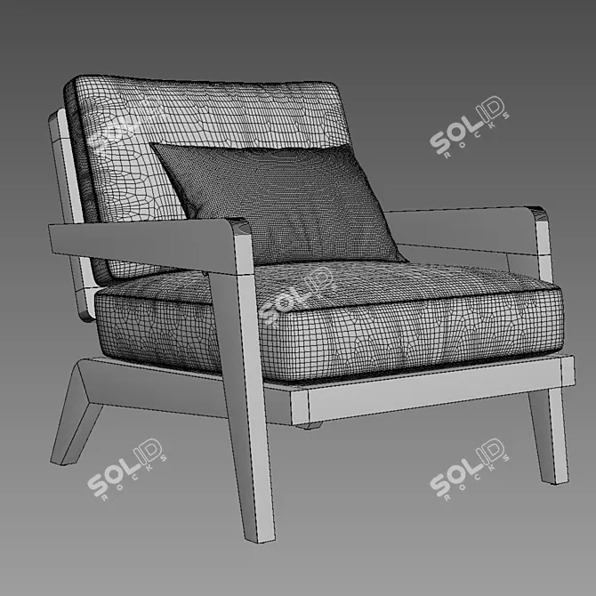 RH Avila Teak Lounge Chair 3D model image 5