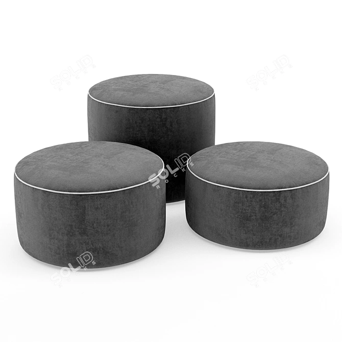 Stylish Modular Blow Pouf Set 3D model image 4