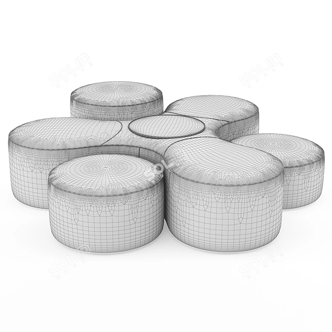 Stylish Modular Blow Pouf Set 3D model image 7