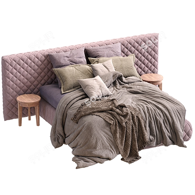 Modern Meridiani Bed Tuyo Design 3D model image 2