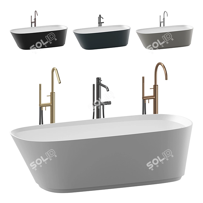 Neb Bathtub Suite with CEA Mixers 3D model image 1