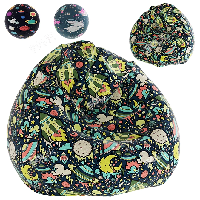 Bean Bag Chair 3 Colors 3D model image 1