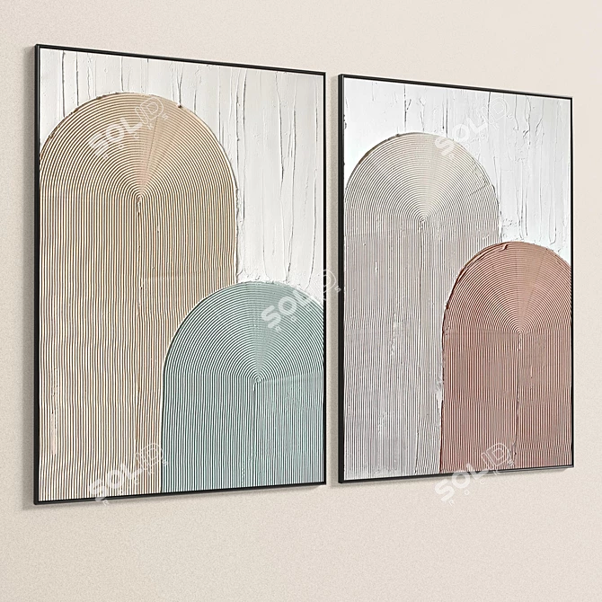 Plaster Double Photo Frame Collection 3D model image 5