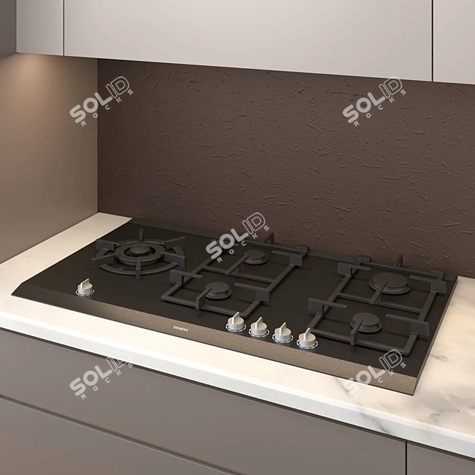 Modern Kitchen Set with Appliances 3D model image 6