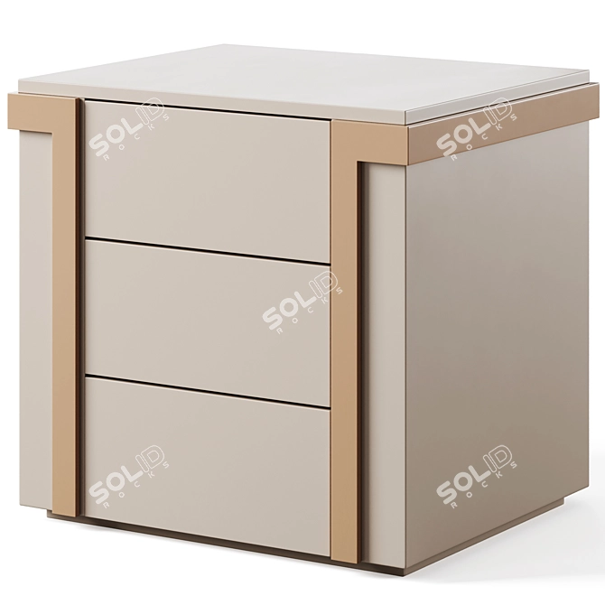 Elegant Avenue 3-Drawer Bedside Table 3D model image 1