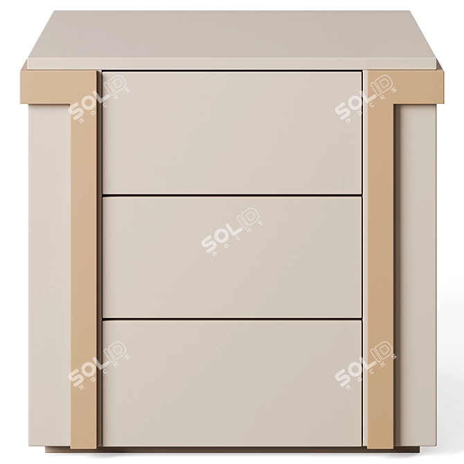 Elegant Avenue 3-Drawer Bedside Table 3D model image 2