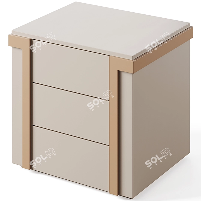 Elegant Avenue 3-Drawer Bedside Table 3D model image 4