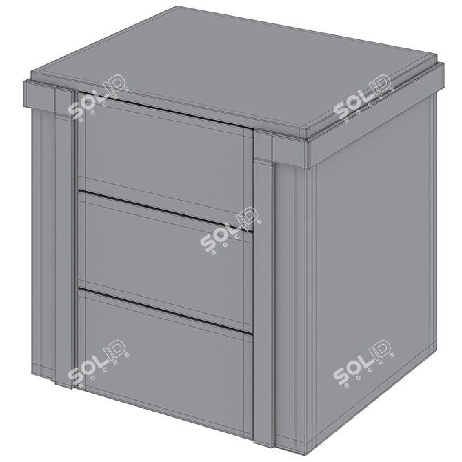 Elegant Avenue 3-Drawer Bedside Table 3D model image 5