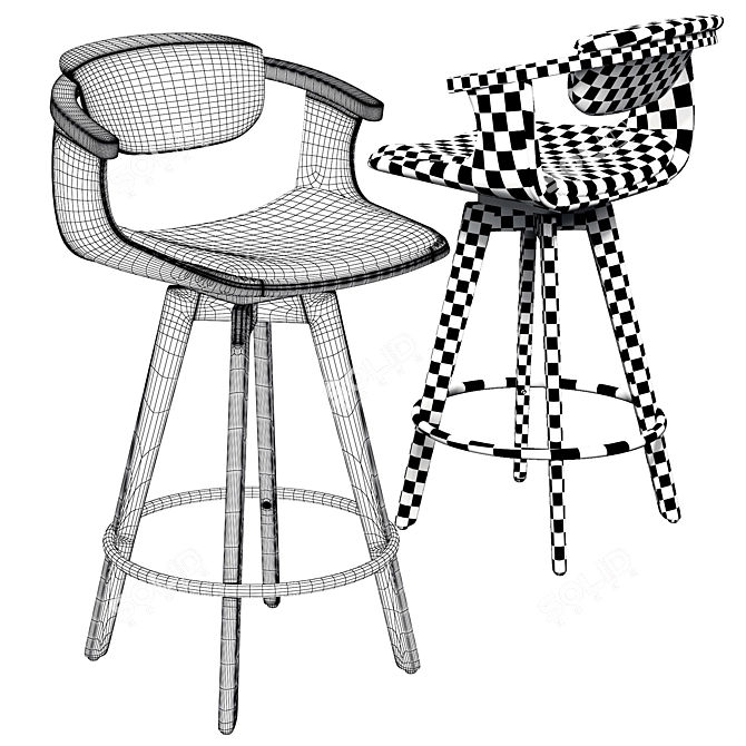 Bamboo Swivel Counter Stool - Langley Street 3D model image 2