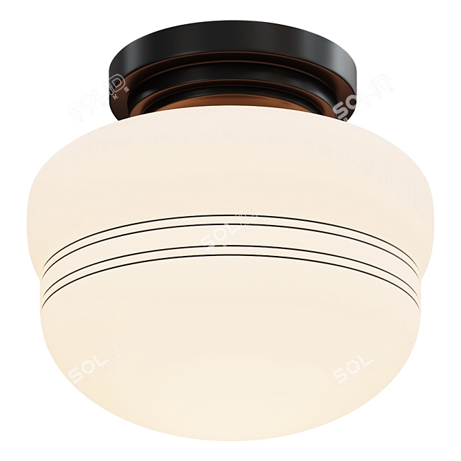 Striped Schoolhouse Ceiling Light 3D model image 1