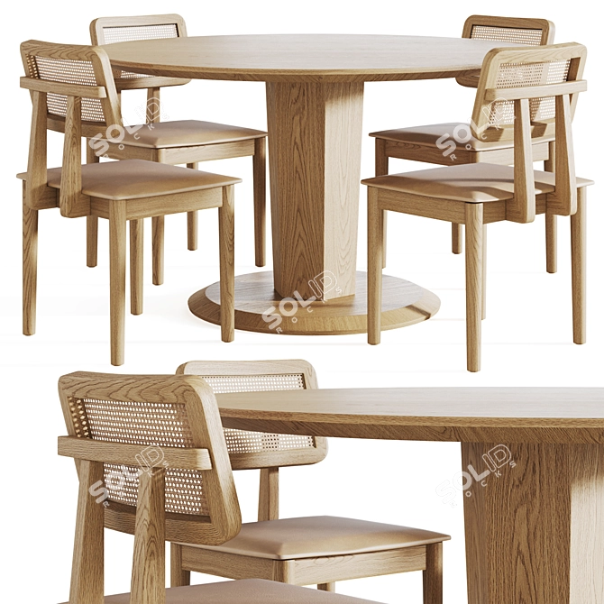 Elegant Pisa Table Set with Charles 3D model image 1