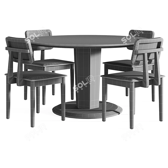 Elegant Pisa Table Set with Charles 3D model image 4