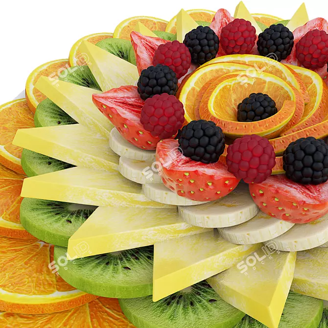 Colorful Fruit Plate 3D Model 3D model image 3