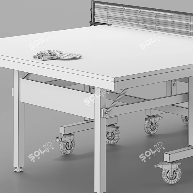 Compact Ping Pong Table Set 3D model image 6