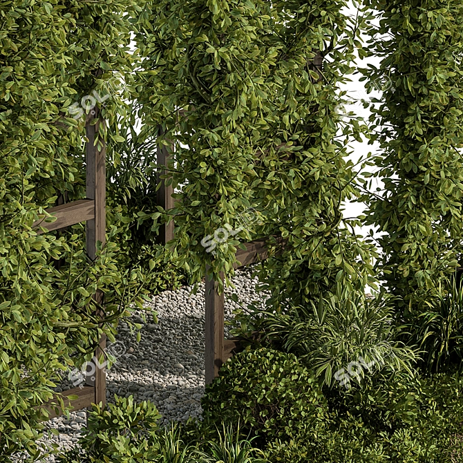Outdoor Oasis Pergola Plant Set 3D model image 3