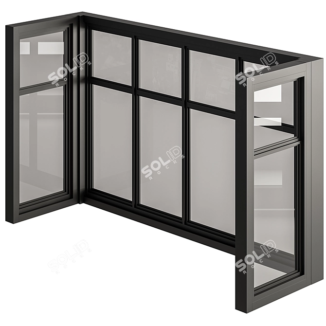  Modern Black Window Set 12 3D model image 3