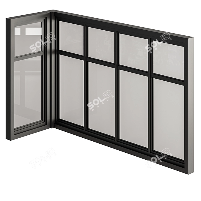  Modern Black Window Set 12 3D model image 4