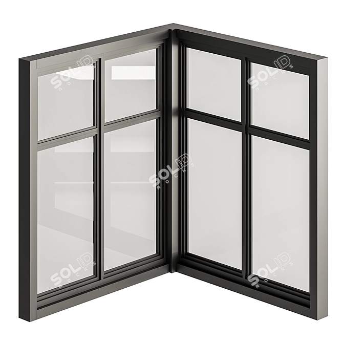  Modern Black Window Set 12 3D model image 5