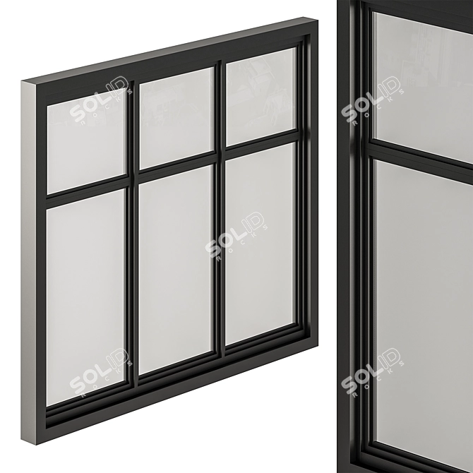  Modern Black Window Set 12 3D model image 6