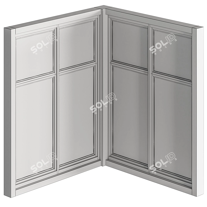  Modern Black Window Set 12 3D model image 7