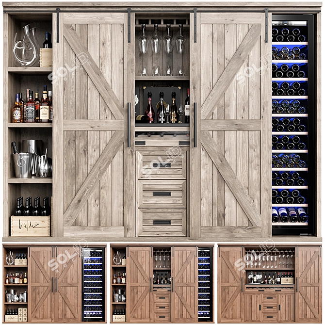 Russian Wine Cellar Display Unit 3D model image 2