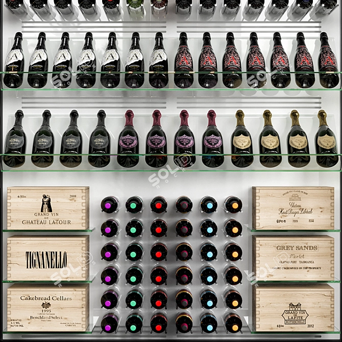Sleek Wine Cellar Display Stand 3D model image 4