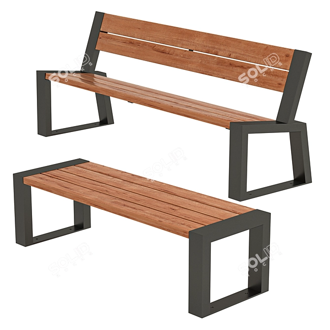 Urban Outdoor Bench Collection 3D model image 3