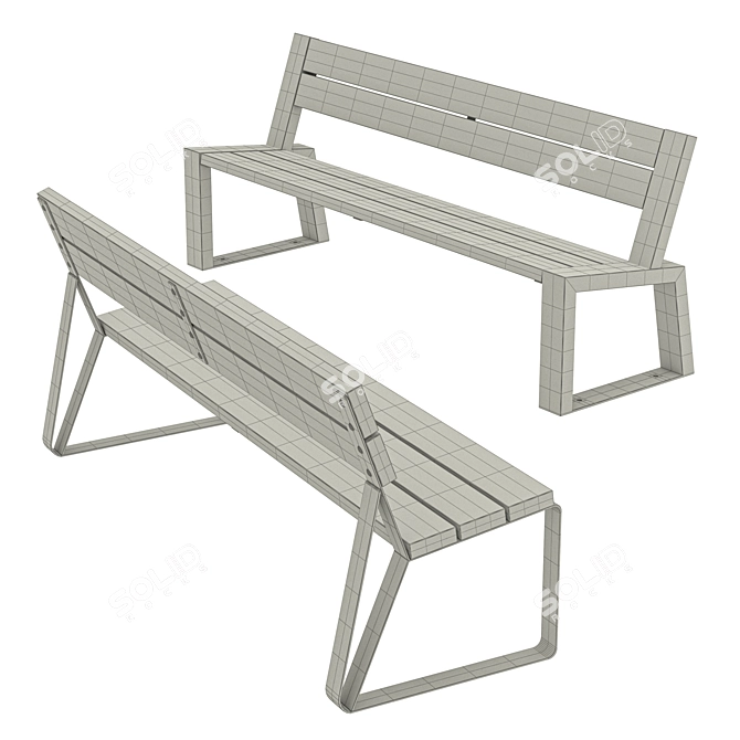 Urban Outdoor Bench Collection 3D model image 4