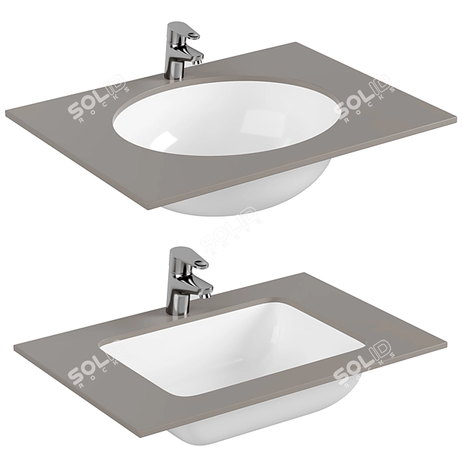 Vitra White Bathroom Sink Set 3D model image 1