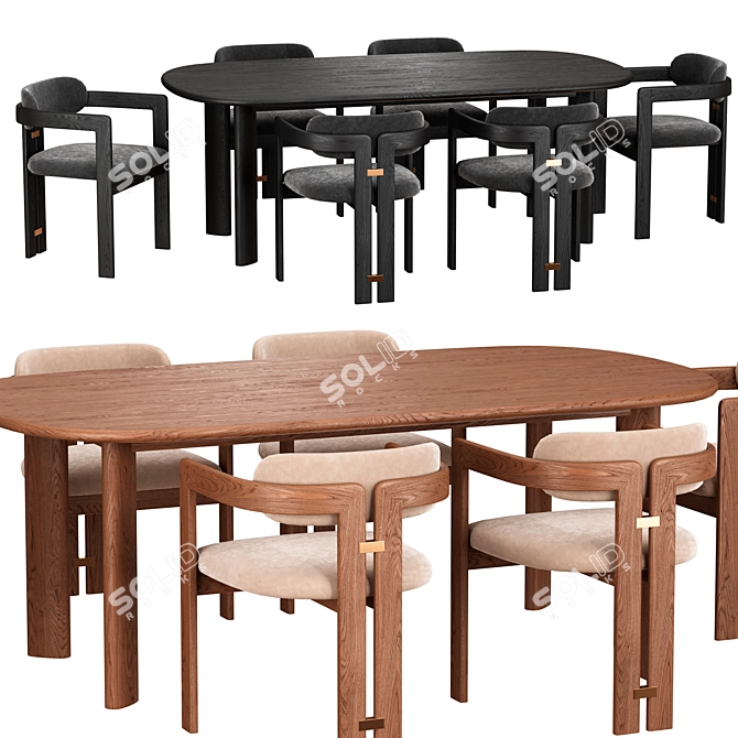 Modern Dining Set 3D Model 3D model image 1