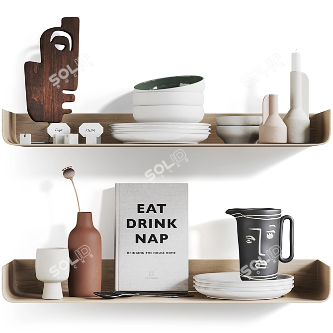 Modern Kitchen Decor Set 3D model image 6