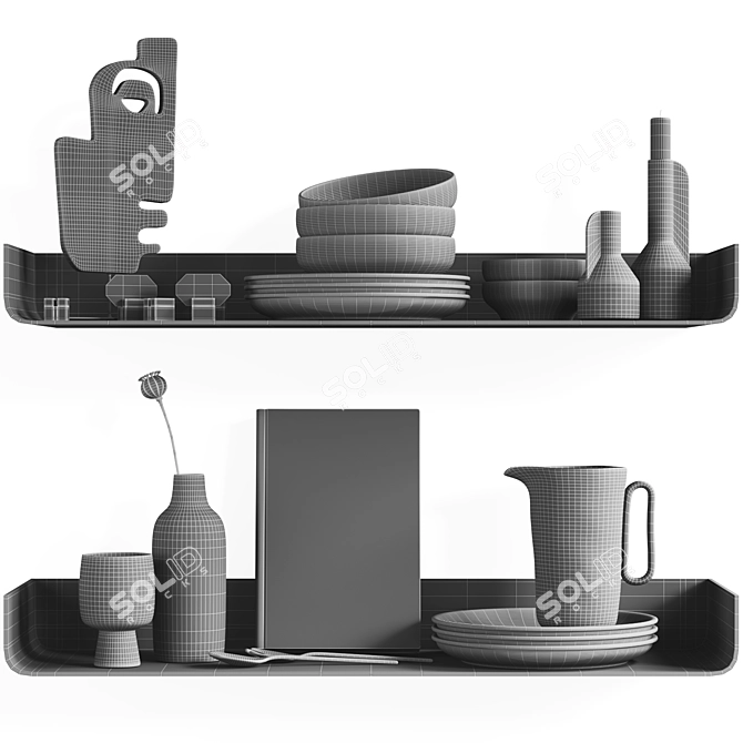 Modern Kitchen Decor Set 3D model image 7