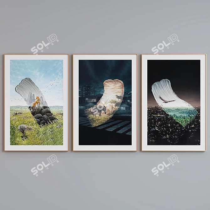 Fantasy City Nature Abstract Frame Set 3D model image 4