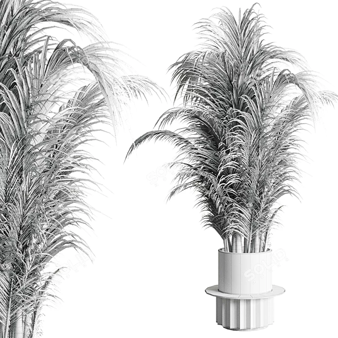 Modern Palm Plant Pot Vase 3D model image 4
