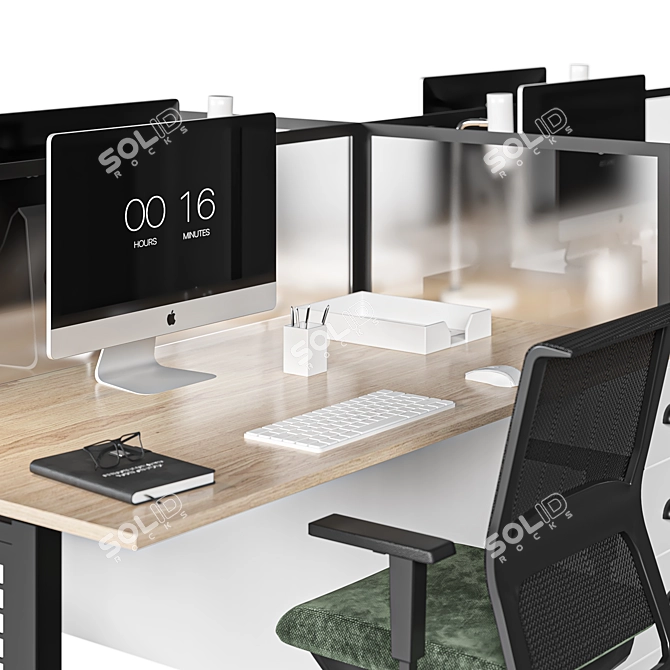 Modern Glass Office Set 3D model image 2