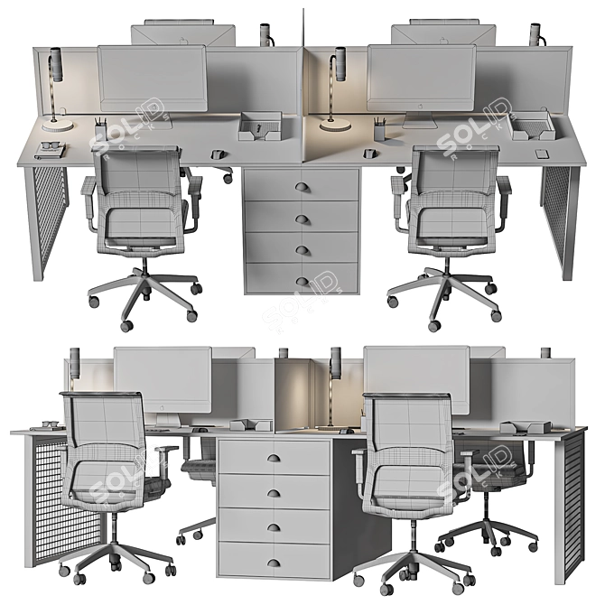 Modern Glass Office Set 3D model image 3