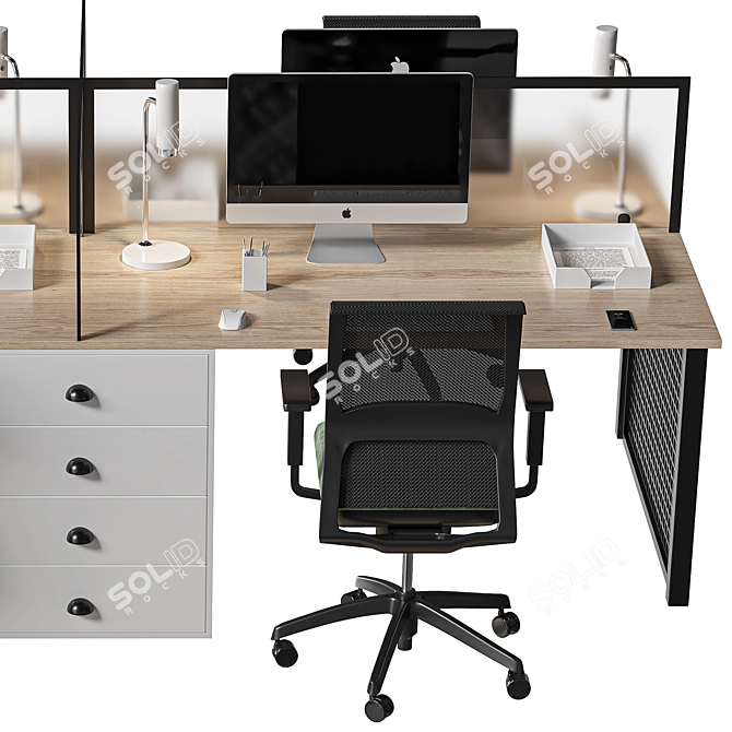 Modern Glass Office Set 3D model image 4