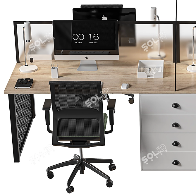 Modern Glass Office Set 3D model image 5