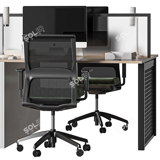 Modern Glass Office Set 3D model image 6