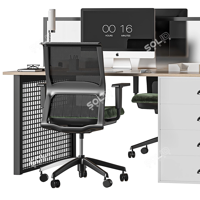 Modern Glass Office Set 3D model image 7