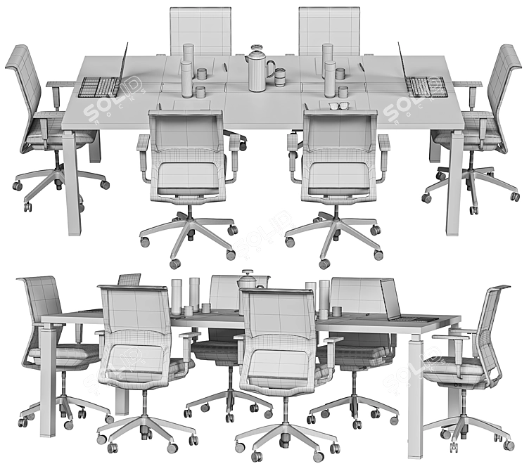 Modern Designer Office Conference Table 3D model image 5
