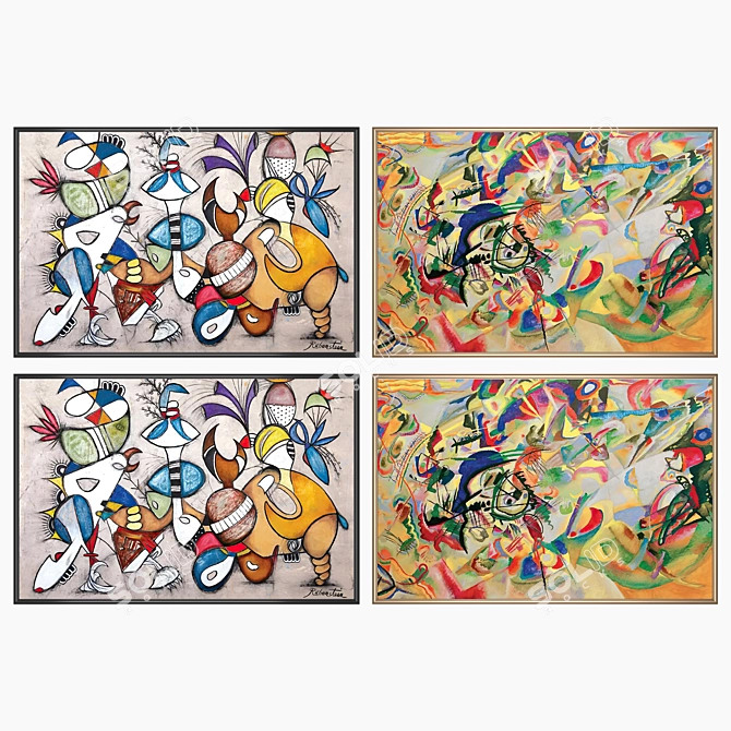 Dual Painting Set with Multiple Frames 3D model image 2